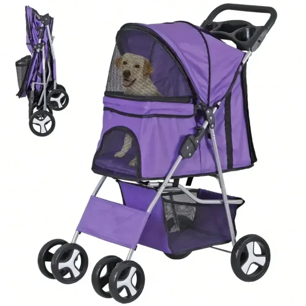 Foldable Pet Stroller 4-Wheels