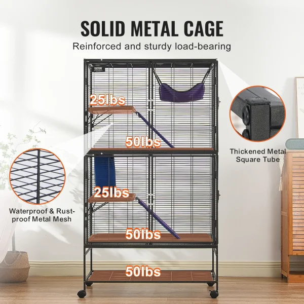 64.6" Rolling Metal Cage Large 4-Tier
