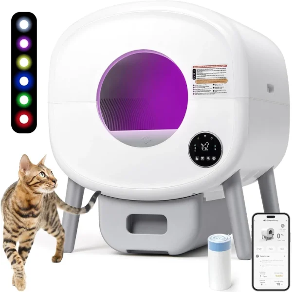 Extra Large Automatic Litter Box Self Cleaning for Multiple Cats,