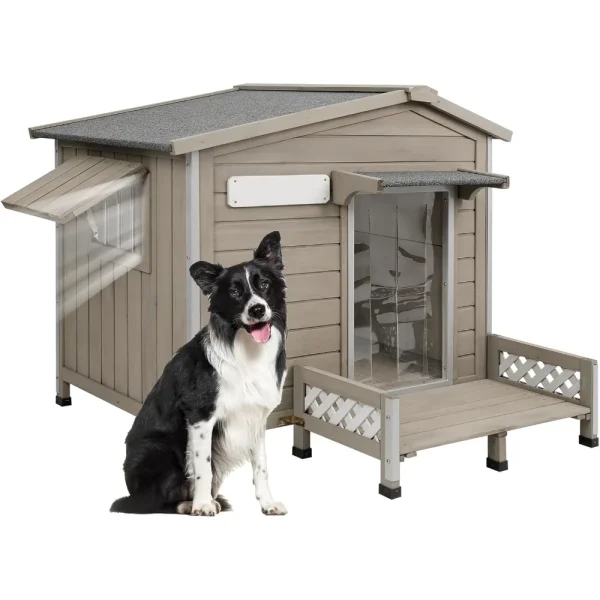 41" L Outdoor Large Dog House with Porch,